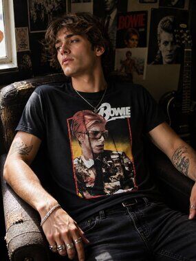DAVID BOWIE Band Tee XS Black Graphic T-Shirt Vintage Style Rock Punk Y2K Skater